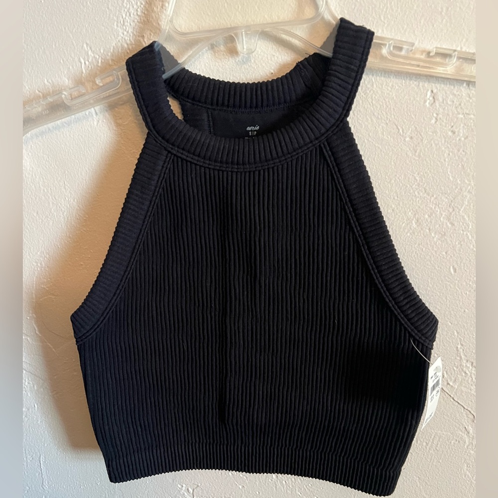 NWT women’s Aerie Real Good high neck ribbed cropped tank, small